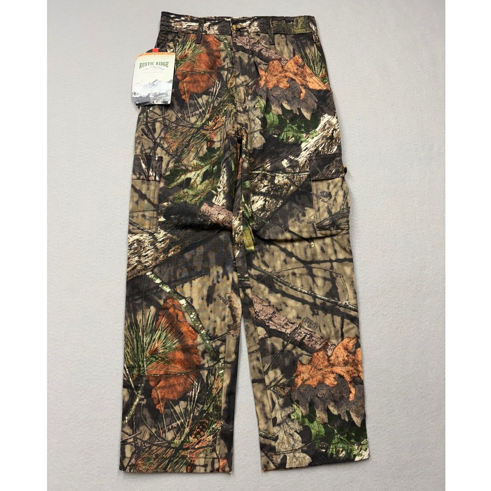 Rustic Ridge Cargo Pants Kids Large Brown Mossy Oak Camo Ripstop Hunting T97